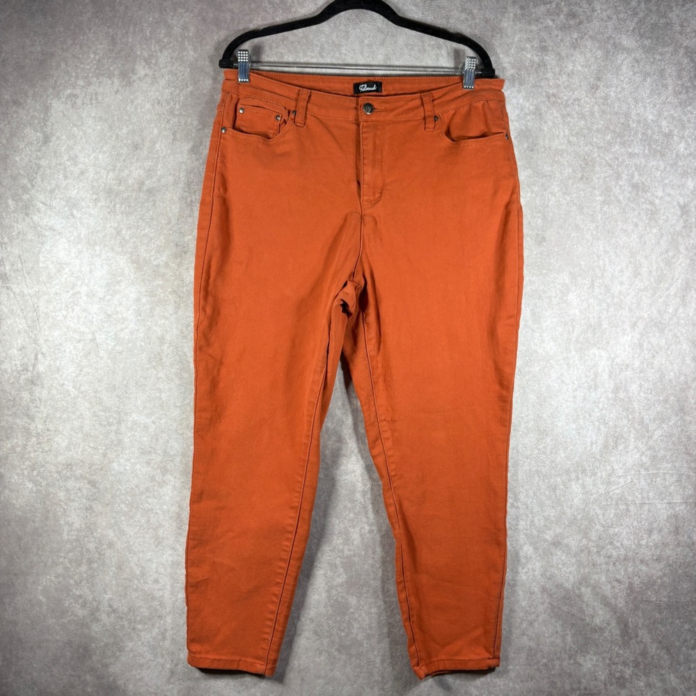 Tailormade‎ Pants Womens Size 16 Orange Skinny Ankle High Rise Stretch Casual